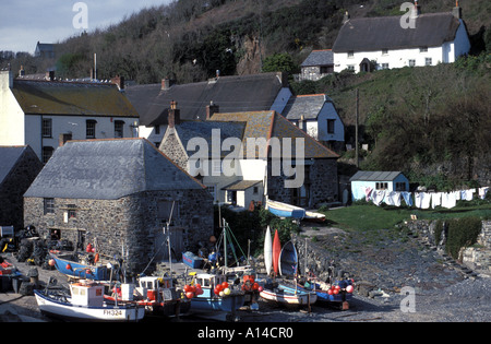 Cadgwith Dorf und Angelboote/Fischerboote auf der Lizard-Cornwall Stockfoto