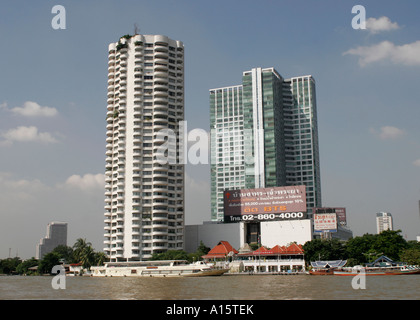 Hotels am Chao Phraya River in Bangkok Thailand Stockfoto