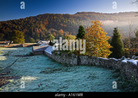 Das Wye Valley am Tintern im Morgengrauen Monmouthshire South Wales Stockfoto