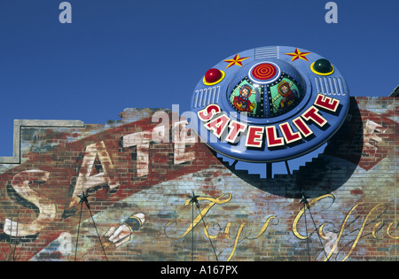 Sat-Café anmelden Nob Hill Gegend, auf der Route 66, Central Avenue, Albuquerque, New Mexico, USA Stockfoto