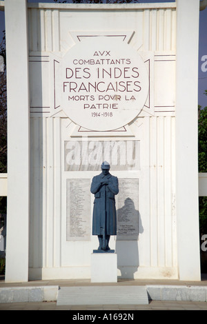 Französischen Krieg Memorial, Pondicherry, Südindien Stockfoto