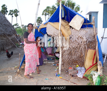 Obdachlose Tsunami Opfer, Koonangkuppam Dorf, Ponneri Kreis. Stockfoto