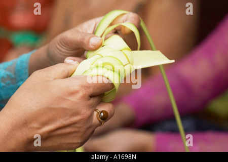 Frau Blatt Darbringung Stockfoto