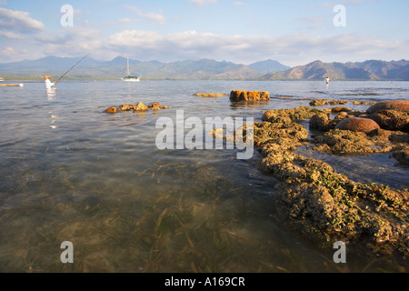 Blick auf Gili Air Bucht Stockfoto