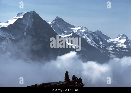 Eiger und Jungfrau aus dem Faulhorn in Grindelwald, Berner Oberland, Schweiz Stockfoto