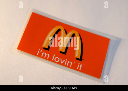 McDonalds fast-Food-Kette Logo ich früher Bombay Mumbai Maharashtra Indien 'm lovin ' IT Stockfoto