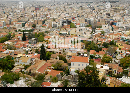 Athen-Dächer, gesehen von der Akropolis Stockfoto