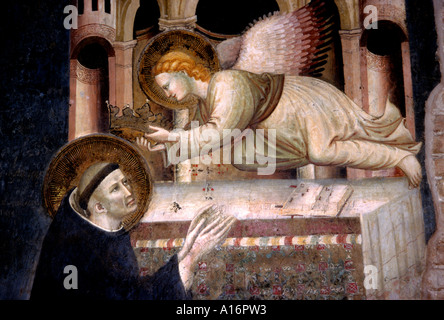 Märsche Tolentino Schrein von St. Nicolas Fresko St. Nikolaus Kirche in Tolentino Le Marche mittelalterlicher Architektur klassische Kultur Kunst Stockfoto