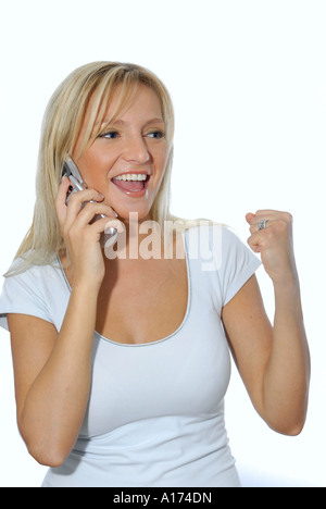 Erfolgreiche Frau macht einen Telefonanruf Stockfoto