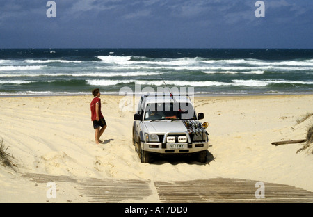 Stecken 4wd am Strand Stockfoto