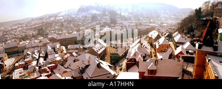 Eine Luftaufnahme des Singisoara, Rumänien. Stockfoto