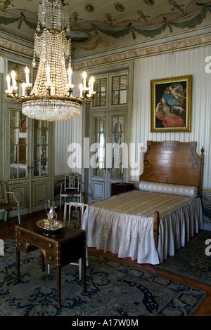 Maria Francisca Benedita Princess Schlafzimmer in Queluz Palast, Portugal. Stockfoto