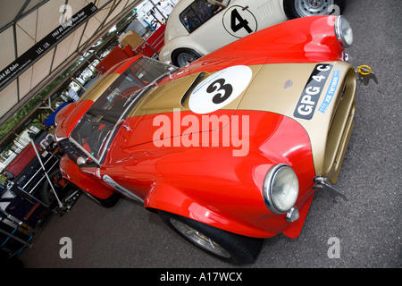 Rot 1964 AC Cobra im Fahrerlager am Goodwood Revival, Sussex, England. Stockfoto