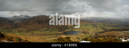 stürmisches Wetter im kleinen Langdale Tal an einem Wintertag im englischen Lake district Stockfoto