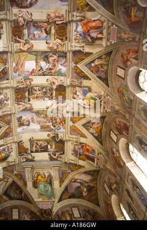 Sixtinische Kapelle Deckenfresken von Michelangelo Vatikan Museum Rom Italien Europa EU Stockfoto