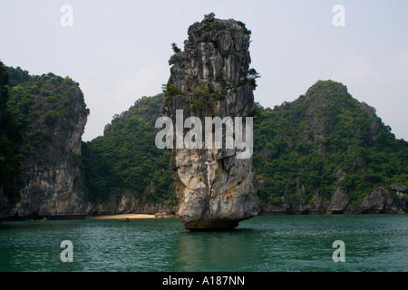 Pinnacle Kalkstein Karst Formationen Halong Bucht Vietnam Stockfoto