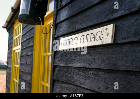 Prospect Cottage ehemaligen Wohnhaus des verstorbenen Regisseurs Derek Jarman Dungeness Kent South East England Stockfoto