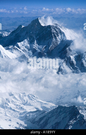 Nuptse Everest und Lhotse das Dach des Wortes Stockfoto