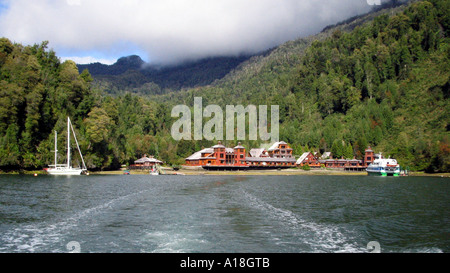 CHILE Hotel Petrohue am Lago Todos Los Santos im Lake District Stockfoto