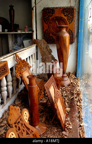 Marokko Essaouira Arabesque Woodcraft Schaufenster Stockfoto