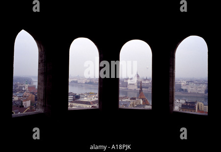 Blick über die Donau in Budapest Stockfoto