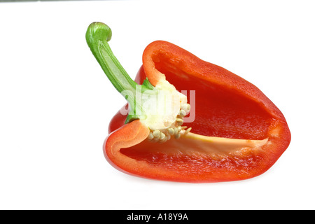 Paprika in Scheiben geschnitten der Hälfte Stockfoto
