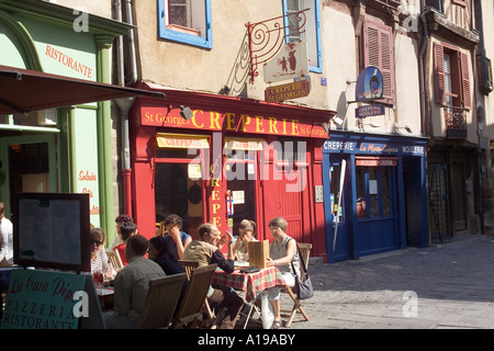 Pfannkuchen Sie-Restaurant Terrasse, Saint-Georges Street, Rennes, Bretagne, Frankreich Stockfoto