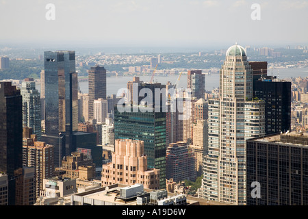 Blick auf der Upper West Side, New York auf dem Hudson River und New Jersey, USA. Stockfoto