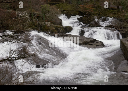 River Ogwen Ogwen Bank in der Nähe von Bethesda in den Snowdonia National Park Gwynedd North Wales UK Vereinigtes Königreich British Isles Grea Stockfoto