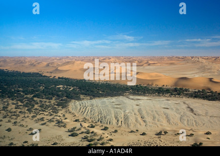 Fliegen Sie über die Dünen. Namib-Wüste, Fluss Kuiseb, Namibia, Afrika Stockfoto