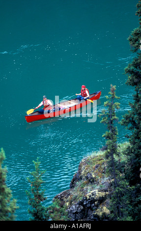 Kanada Yukon Territory Whitehorse Luftaufnahme der Paddler Kanu durch Miles Canyon Stockfoto