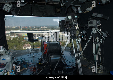 Innere des Atelier einrichten für Sky Sports mit Blick auf das Stadion in Berlin während der WM 2006 Stockfoto