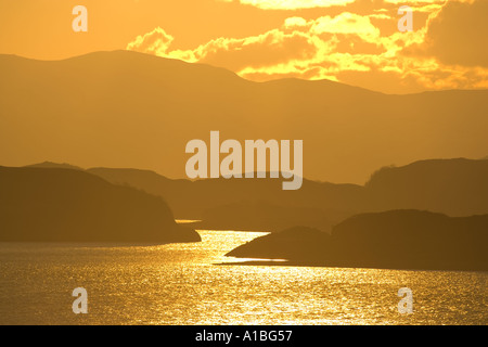 Loch Linnhe Sonnenuntergang von Appin Scotland UK Stockfoto