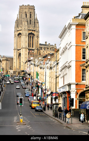 Die Wills Memorial Tower of Bristol Universität betrachtet nachschlagen Park Street Bristol England UK Stockfoto