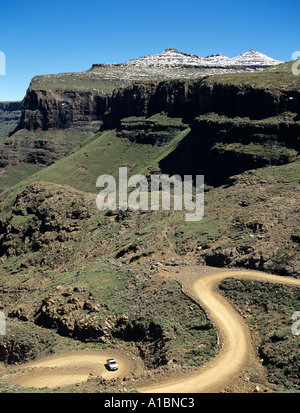Sani Pass Road aus Südafrika in Königreich Lesotho Stockfoto