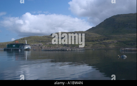 Celtic Atlantic Salmon Ltd Lachs Farm befindet sich in der einzig wahren Fjord Irlands Killary Harbour Landschaft Stockfoto