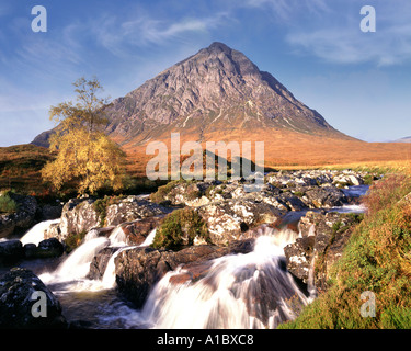 GB - Schottland: Fällt der Fluß Etive und Buchaille Etive Stockfoto