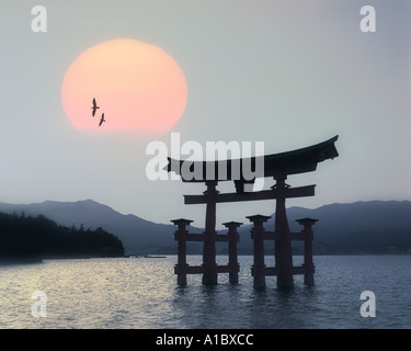 Jp - Miyajima: torii Tor an itsukushima auf der Insel Miyajima Stockfoto