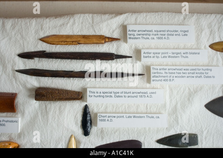 Jagd-Artefakte im Herschel Island Museum aus der Mackenzie River Delta Yukonterritorium, Kanada Stockfoto