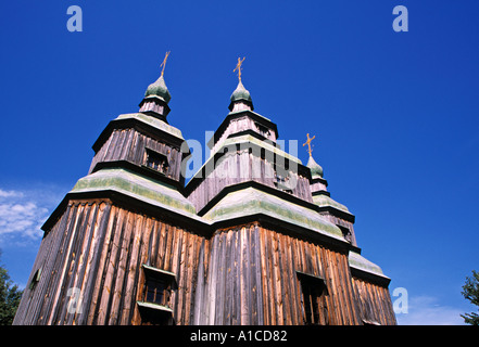 Holzkirche, Pirogowo Volksmuseum, Kiew, Ukraine Stockfoto