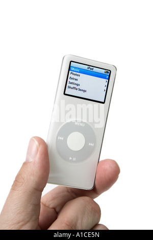 Hand mit Ipod nano Stockfoto