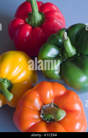 Grün, orange, gelb, rot, mehrfarbig Paprika Stockfoto