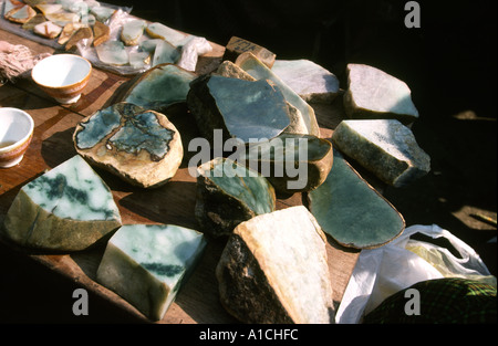 Myanmar Burma Mandalay Jade zum Verkauf im Freiverkehr Stockfoto