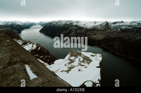 Lysefjord im winter Stockfoto