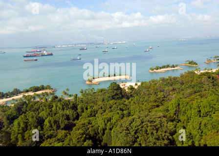 Vogelperspektive von Singapur SENTOSA Island Isle Resort und die umliegenden Inseln SILOSO BEACH Stockfoto