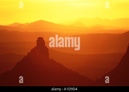 Bär Wallow Canyon bei Sonnenuntergang vom Schnebly Hill Road Sedona Arizona USA Stockfoto