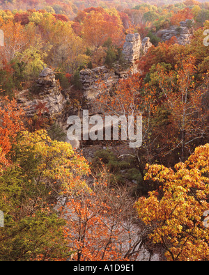 Herbstfarbe oben Silber Gabel Creek Pinnacles natürlichen Bereich Boone County in Missouri Stockfoto