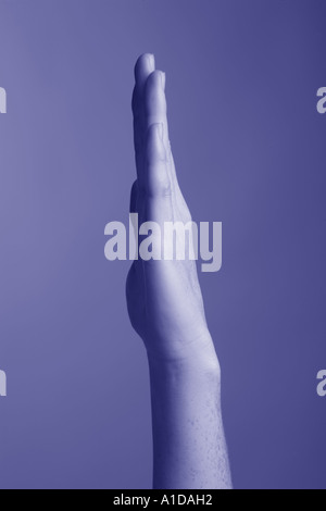 Hand-held offen und flach Stockfoto