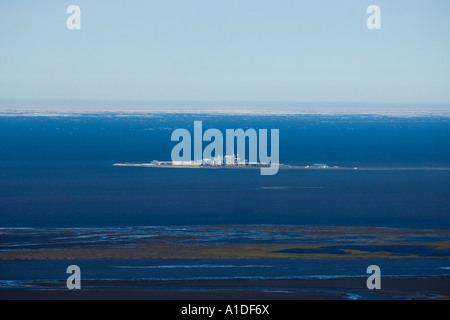 Bohren Sie Website Teil des industriellen Ölfelder Prudhoe Buchten und weitläufige Entwicklung jetten in der Beaufortsee Alaska Stockfoto