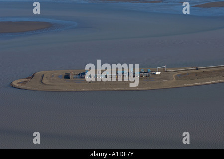 Bestandteil der Prudhoe Bay s industrielle Ölfelder und weitläufige Entwicklung jetten in der Beaufortsee arktischen Küste Alaskas Stockfoto